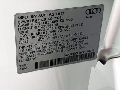 2022 Audi Q3 Premium 45 TFSI S line quattro Tiptronic