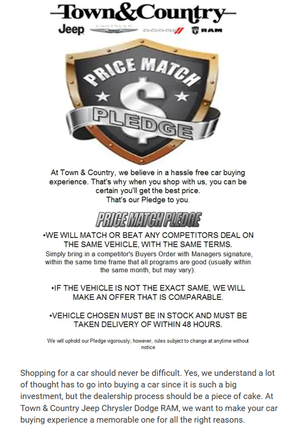 Price Match Pledge